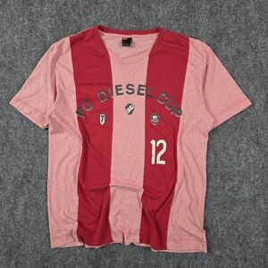 DIESEL 100% Cotton Block Stripe Tee Red XXL JerseyKnit